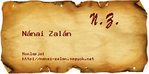 Nánai Zalán névjegykártya